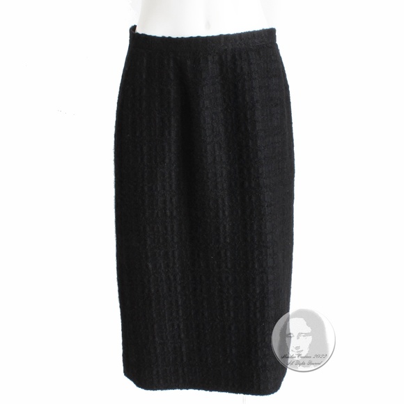 Emilio Pucci by Vivara Skirt Black Wool Textured Boucle Knit EU 46 Vintage 90s - Picture 1 of 7